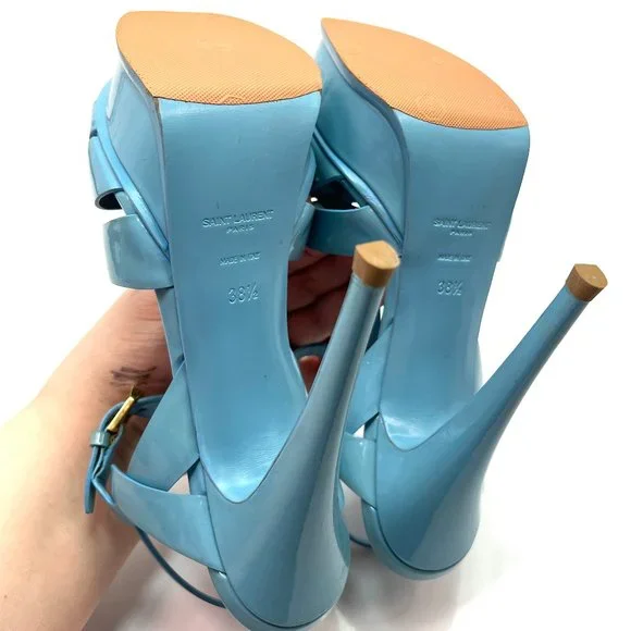 🌷❤️‍🔥FINAL SALE 🔥 NO OFFERS🌷💥Saint Laurent Tribute Patent Sandals 38.5 - Picture 8 of 12